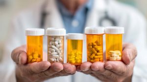 Pharmacist holding medication