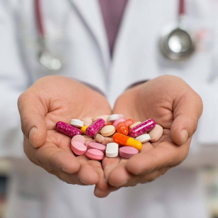 Pharmacist presenting diabetes medications