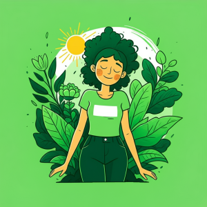 a cartoon of a woman with green hair