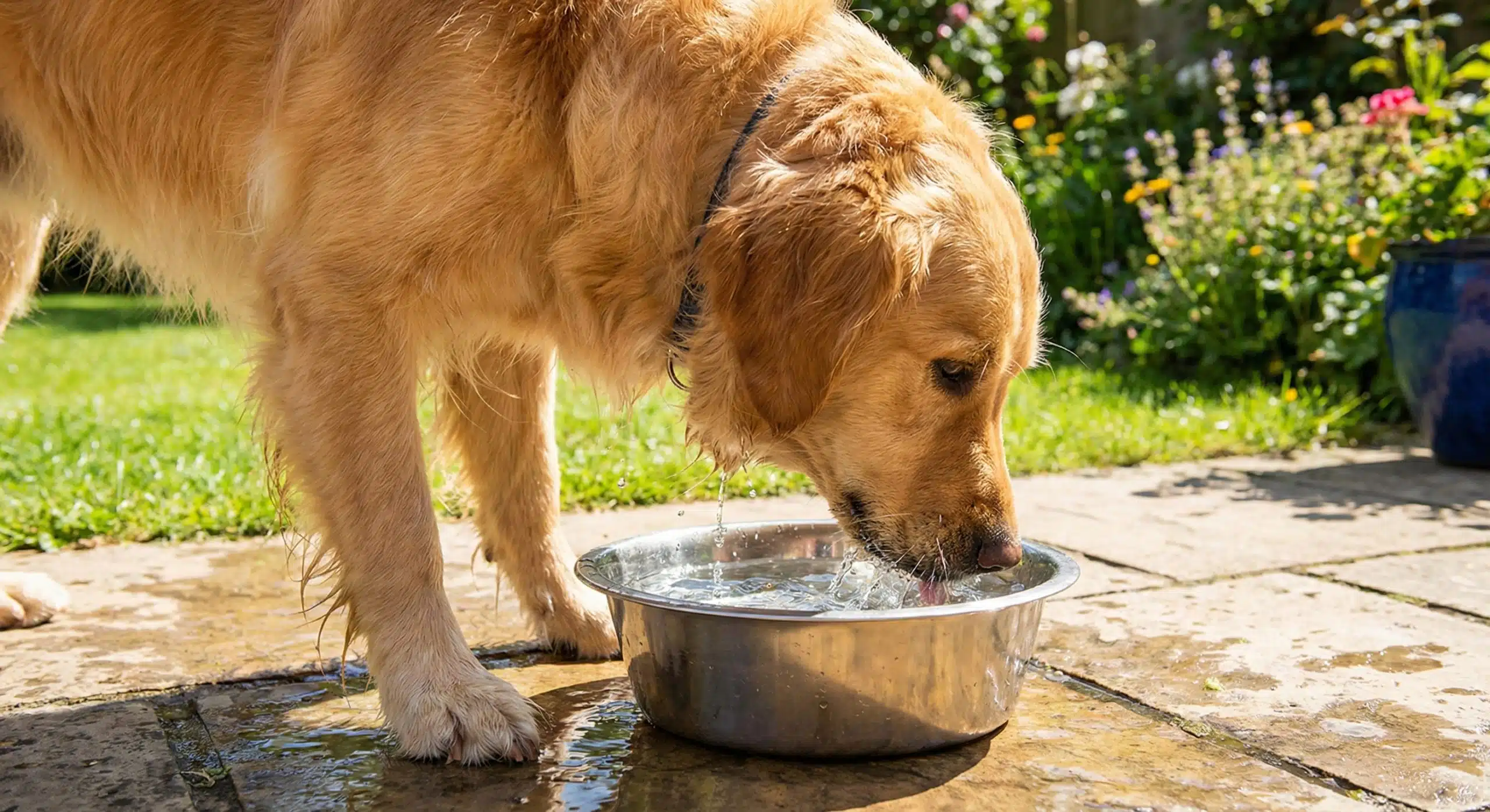 Dog drinking