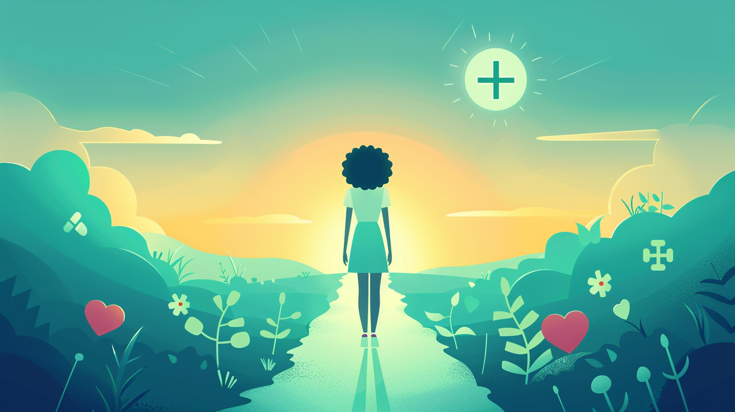 A person stands confidently on a path to healthcare savings, guided by the Savvy Patient Guide.