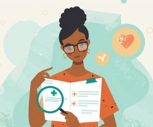 A person reviews their high-deductible health plan (HDHP) document, trying to understand the details of their insurance coverage.